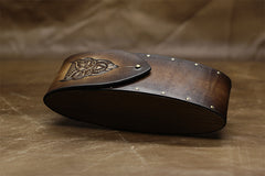 Handmade Mens Womens Tooled The All-Seeing Eye Owl Wooden Leather Glasses Case Glasses Box Glasses Holder Eyeglass Case