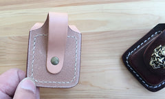 Mens Leather Zippo Lighter Pouch with Loop Cool Zippo lighter case with Clip - iwalletsmen
