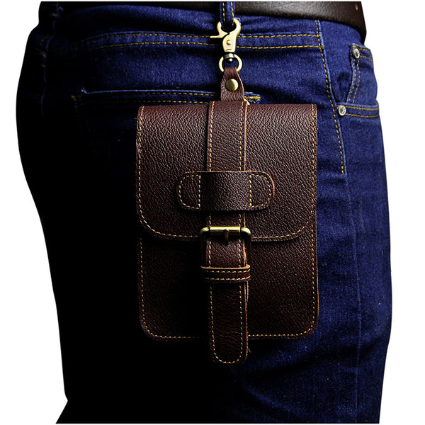 Leather Belt Pouch Mens Small Cases Waist Bag Hip Pack Belt Bag Fanny Pack Bumbag for Men