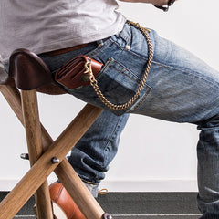Handmade Mens Cool Leather Chain Wallet Biker Trucker Wallet with Chain for Men - iwalletsmen