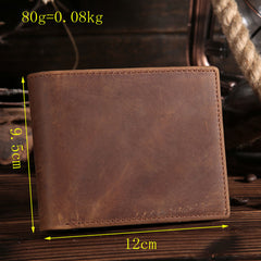 Handmade Leather Mens Cool Slim Leather Wallet Card Wallet Holders Men Small Wallets Bifold for Men
