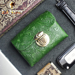 Handmade Leather Floral Mens Cool billfold Wallet Card Holder Small Card Slim Wallets for Men
