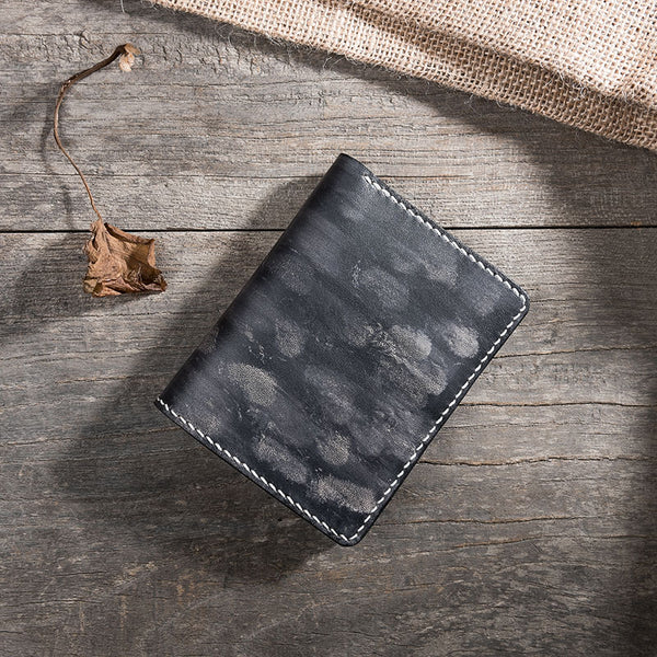 Handmade Leather Mens Cool Slim Leather Wallet Men Small Wallets Bifold for Men