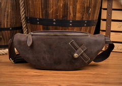 Leather Mens Fanny Pack Waist Bag Hip Pack Belt Bag Bumbag for Men