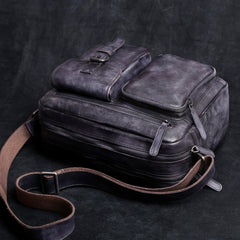 Genuine Leather Mens Cool Messenger Bag Chest Bag Bike Bag Cycling Bag for men
