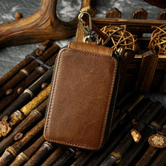 Handmade Leather Mens Cool Key Wallet Car Key Holder Case Card Wallet for Men