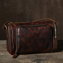 Cool Leather Small Mens Barrel Side Bag Bucket Shoulder Bag Messenger Bag for Men - iwalletsmen