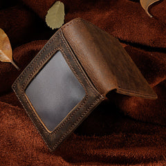 Handmade Leather Mens Cool Slim Leather Wallet Card Wallet Holders Men Small Wallets Bifold for Men