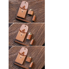 Handmade Wooden Black Leather Mens 20pcs Cigarette Case Cool Custom Cigarette Holder for Men - iwalletsmen