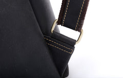 Genuine Leather Mens Cool Backpack Sling Bag Large Black Travel Bag Hiking Bag for men