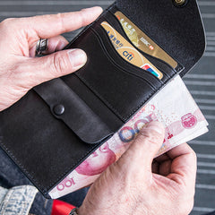 Genuine Leather Mens Cool billfold Leather Wallet Men Small Wallets Bifold for Men