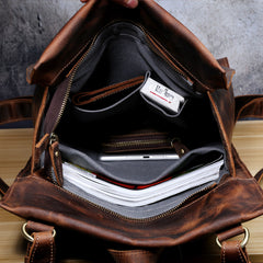 Genuine Leather Mens Cool Backpack Sling Bag Large Black Travel Bag Hiking Bag for men
