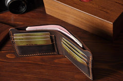 Handmade Leather Mens Cool Slim Leather Wallet Men Small Wallets Bifold for Men