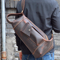 Leather Sling Bag for Men Vintage Chest Crossbody Bag For Mens - iwalletsmen