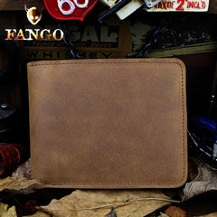 Handmade Leather Mens Cool Slim Leather Wallet Men billfold Wallets Bifold for Men
