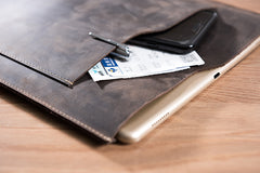 Handmade Leather Mens Clutch Cool Slim iPad Pro Case iPad Pro Cover for Men