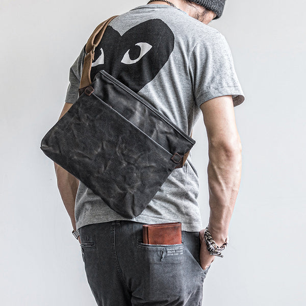 Canvas Mens Cool Small Messenger Bag iPad Bag Chest Bag Bike Bag Cycling Bag for men - iwalletsmen