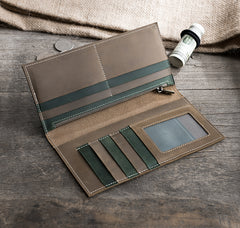 Handmade Leather Mens Clutch Wallet Cool Leather Wallet Long Phone Wallets for Men