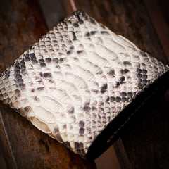 Handmade Leather Boa Skin Tooled Mens billfold Wallet Cool Slim Wallet Biker Wallet for Men