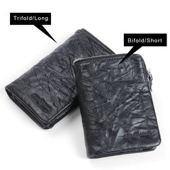 Handmade Leather Mens Cool Long Leather Wallet Trifold Clutch Wallet for Men