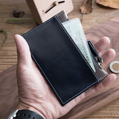 Handmade Leather Mens Cool billfold Wallet Card Holder Small Card Slim Wallets for Men