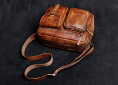 Genuine Leather Mens Cool Messenger Bag Chest Bag Bike Bag Cycling Bag for men