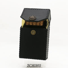 Handmade Leather Cigarette Holder Mens Black Cool Cigarette Holder Case for Men - iwalletsmen