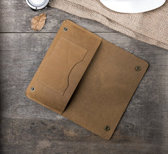 Handmade Leather Mens Clutch Wallet Cool Slim Leather Wallet Long Phone Wallets for Men