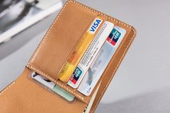 Handmade Leather Mens Cool Slim Leather Wallet Men Small Wallets Bifold for Men