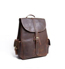 Handmade Leather Mens Cool Backpack Sling Bag Large Black Travel Bag Hiking Bag for men