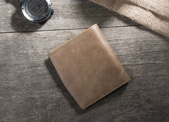 Handmade Leather Mens Cool Slim Leather Wallet Men Small Wallets Bifold for Men