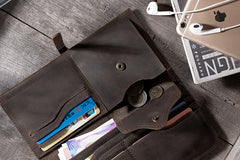Handmade Leather Mens Clutch Wallet Cool Leather Wallet Long Phone Wallets for Men - iwalletsmen