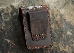 Vintage Leather Mens Skull Cool Cigarette Holder Case with lighter Holder for Men - iwalletsmen