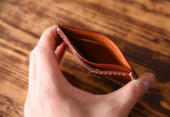 Handmade Mens Cool billfold Leather Wallet Men Small Card Slim Wallets for Men