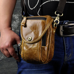 Leather Belt Pouch Mens Small Cases Waist Bag Hip Pack Belt Bag Fanny Pack Bumbag for Men