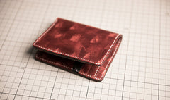 Handmade Leather Mens Cool Slim Leather Wallet Men Small Wallets Bifold for Men