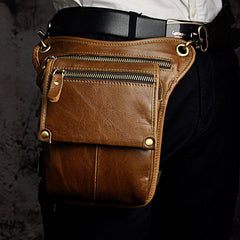 Leather Belt Pouch Mens Cases Waist Bag Hip Pack Belt Bag Fanny Pack Bumbag for Men