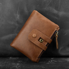 Cool Leather Mens Zip Wallet billfold Slim Bifold Wallet Card Wallet for Men - iwalletsmen