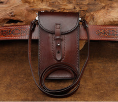 Cool Leather Mens Biker Cell Phone Holster Belt Pouch Side Bag Shoulder Bag for Men - iwalletsmen