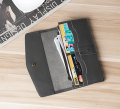 Handmade Leather Mens Clutch Wallet Cool Leather Wallet Long Phone Wallets for Men