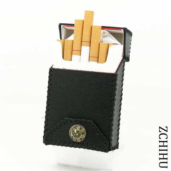 Handmade Cool Leather Mens Black Cigarette Holder Case Cigarette Holder for Men - iwalletsmen