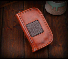 Genuine Leather Mens Cool Key Wallet Car Key Holder Car Key Case for Camel Men