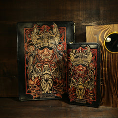 Handmade Leather Tooled CONSTELLATION Mens Cool Long Leather iPad Bag Wristlet Clutch Wallet for Men
