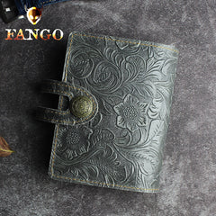 Handmade Leather Floral Mens Cool billfold Wallet Card Holder Small Card Slim Wallets for Men