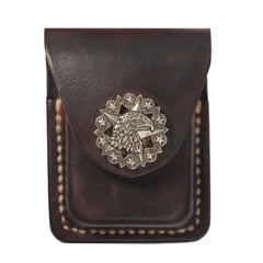 Cool Mens Leather Eagle Zippo Lighter Case with Loop Zippo lighter Holder with clips - iwalletsmen