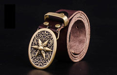 Handmade Genuine Leather Punk Rock Western Country Star of David Mens Cool Men Biker Trucker Leather Belt