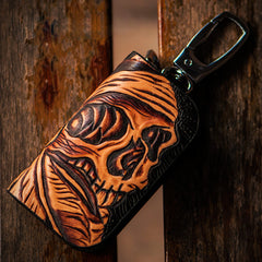 Handmade Leather Biker Mens Cool Car Key Wallet Coin Wallet Pouch Car KeyChain for Men