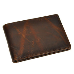 Handmade Leather Mens Cool Slim Leather Wallet Card Wallet Holders Men Small Wallets Bifold for Men