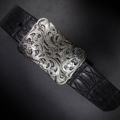 Handmade Genuine Leather Punk Rock Chinese Floral Mens Cool Men Biker Trucker Leather Belt