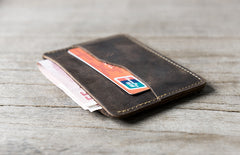 Handmade Leather Mens Cool billfold Wallet Card Holder Small Card Slim Wallets for Men
